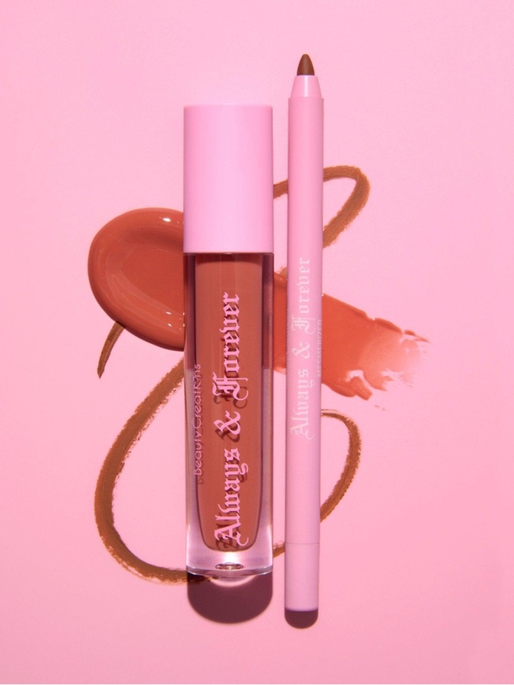 Beauty Creations Always & Forever Liquid Lipstick + Liner — Warm Brown Pink